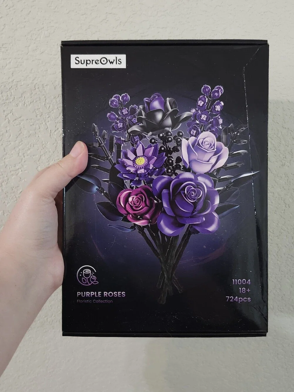 SupreOwls Purple Roses Floral Brick Puzzle Set